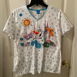 Disney Olaf Scrub Top. Size Medium.